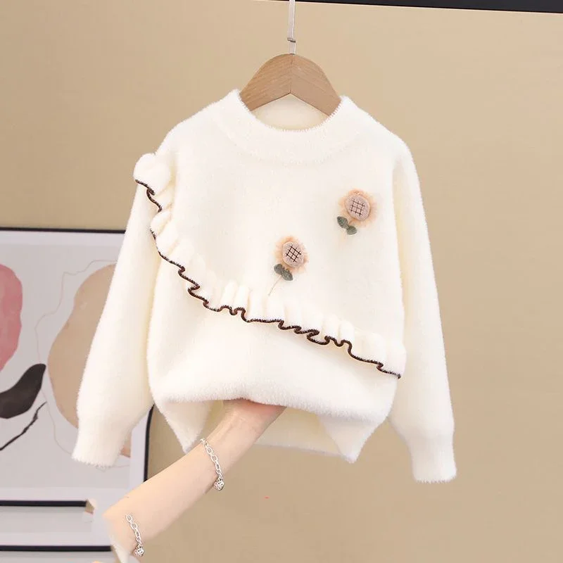 

2023 Autumn Winter Elegant Fashion Harajuku All Match Girls' Sweater Korean Style Loose Casual Knitwear Long Sleeve Undershirt