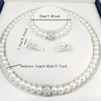 Ensemble de bijoux en Imitation de perles, boule de feu, collier, Bracelet, boucle d'oreille, couleur argent, pierre de cristal, bijoux de mariée élégants, cadeau, 3 pièces 4