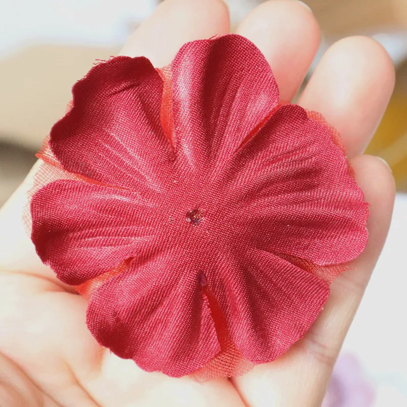 10PCS/Lot 6CM Handmade Chiffon Fabric Artificial Flower For