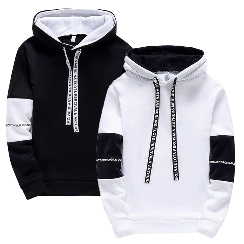 Men's Hoodies Long Sleeve Casual Printing with Letter Sweatshirt New Spring Hip Hop Pullover Sports Top Male Hooded Sweatshirt