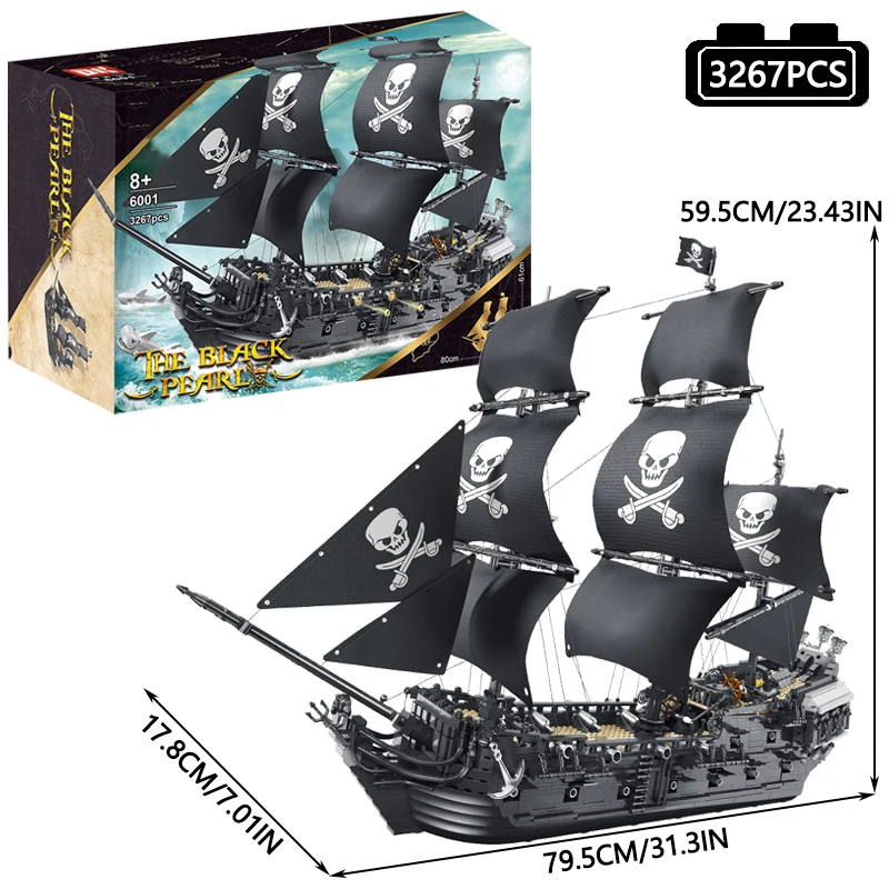 Hallisun Giocattolo a blocchi da costruzione, nave pirata formato regolare kit di modelli di mattoni, costruzione creativa di navi, regalo di Compleanno per adolescenti bambini 8+, 1182 pezzi