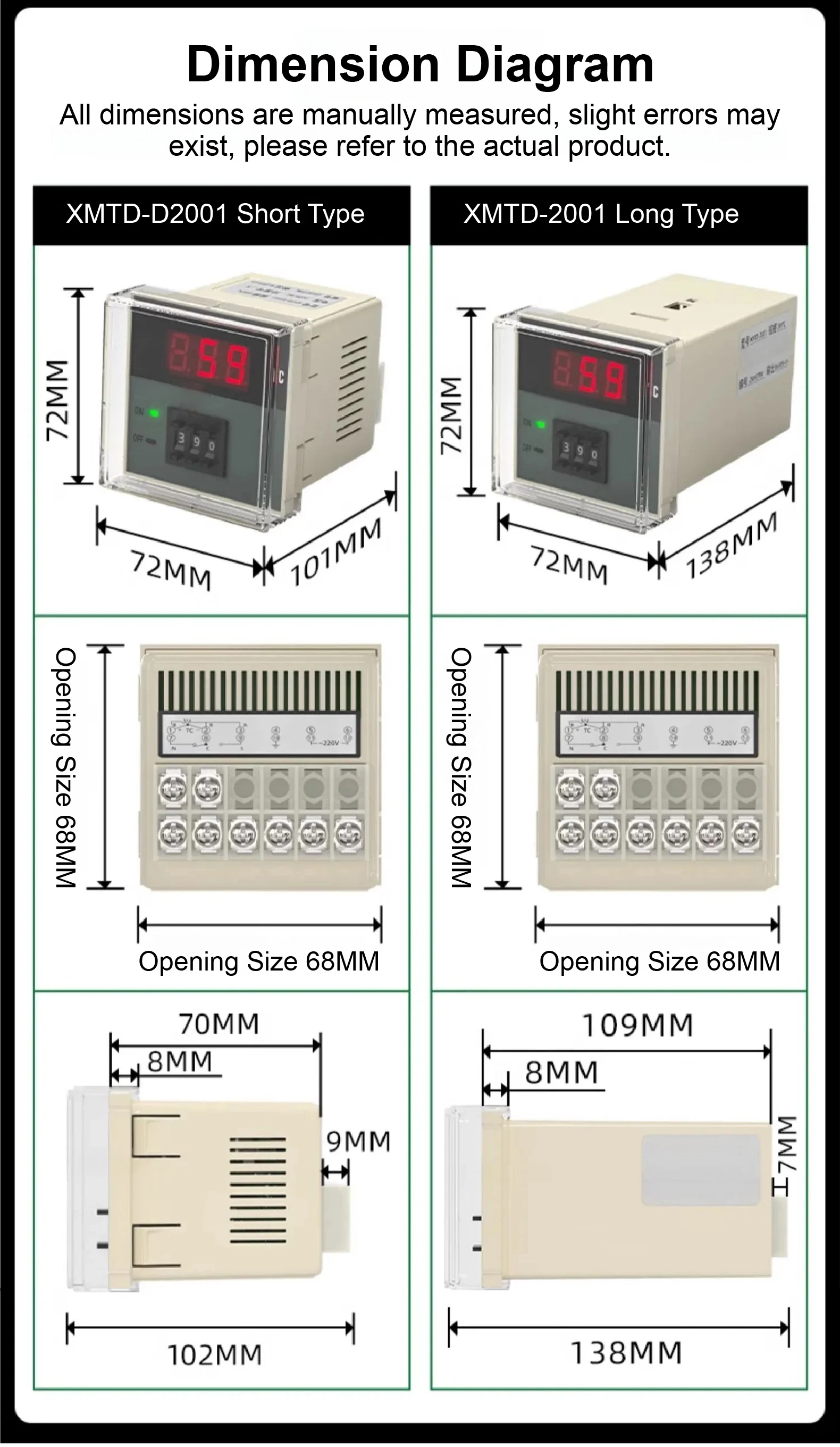 XMTD-2001 Digital Temperature Controller Thermostat 220V 380V K Type PT100 399℃