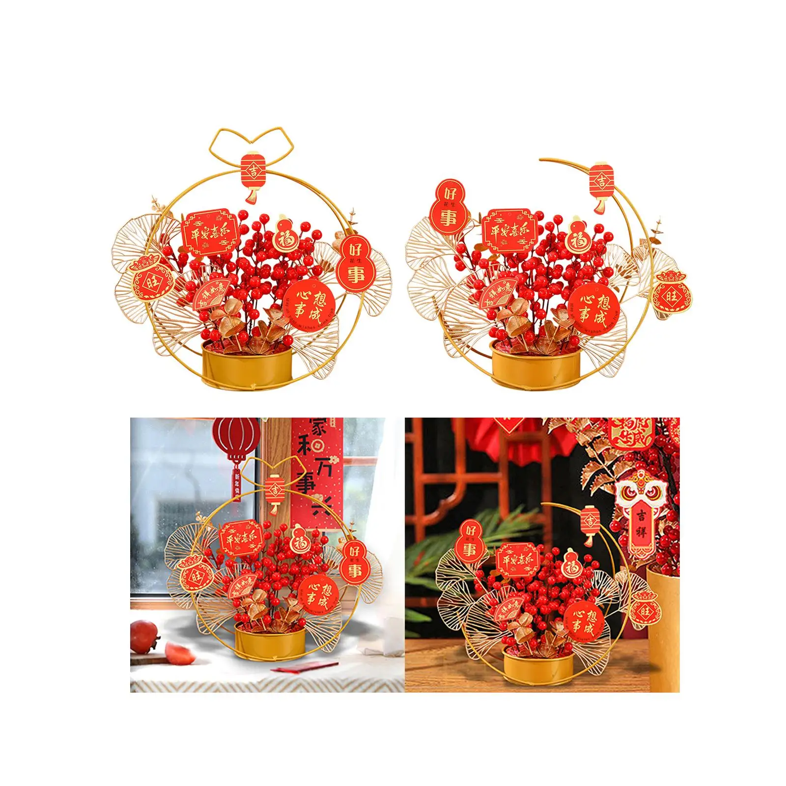 Flower Basket Ornament Artificial Potted Flower for Office Apartment Wedding