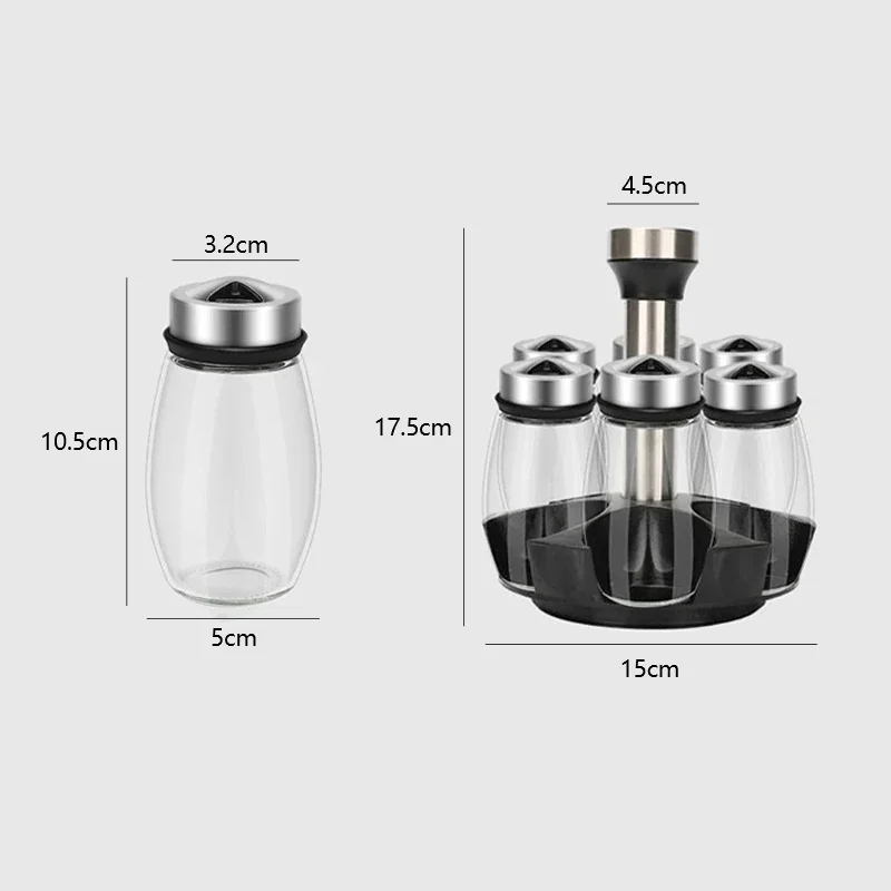 New Seasoning Bottle Jar Rotating Base Seasoning Bottle 7-piece Kitchen Supplies Jar Combination Set Spice Organizer