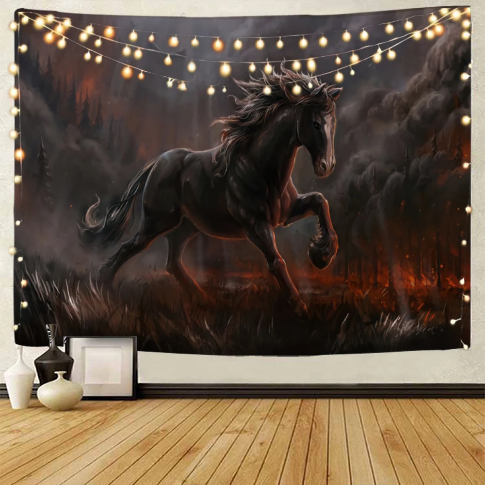 Illusztrált decorativa tapestries számára galloping Ló, Rét galloping Ló, majd Libegő galloping Ló