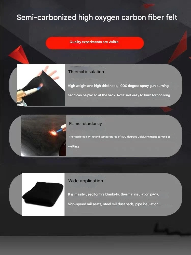Graphite Felt Black Welding Protective Blanket Fire Blanket Torch Shield Pack Protective Sheet Carbon Fiber High Temp 300*200mm