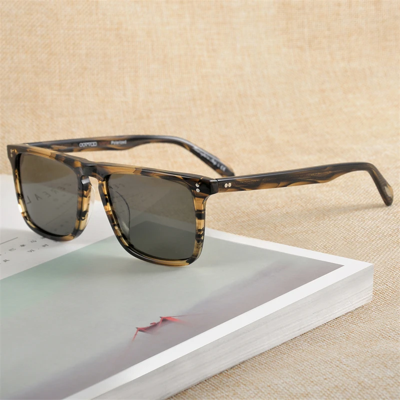 

2020 Vintage Bernardo Sunglasses Men Blue Big Frame Eyewear UV400 Square Fashion Shades Retro Polarized Men Sun Glasses OV5189S