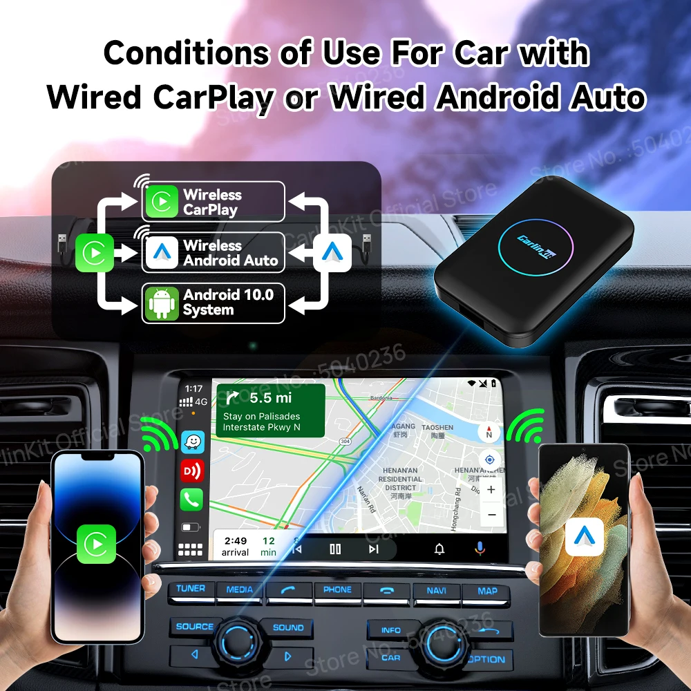 CarlinKit CarPlay AI TV ڽ LED ̴  CarPlay ȵ̵ ڵ  ڵ  Netflix IPTV  512G SD  Ʈ  ڽ