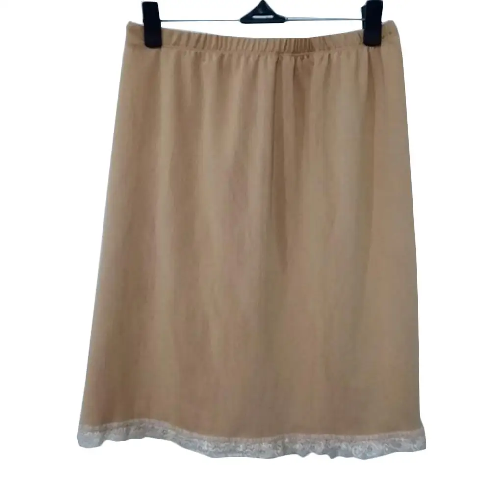 Petticoat Skirt Half Slip Skirt Ladies Elastic Waist Half Skirt Petticoat Short Slip Female Solid Smooth Intimate Dress Slip Commuter Office Woman Anti-Empty