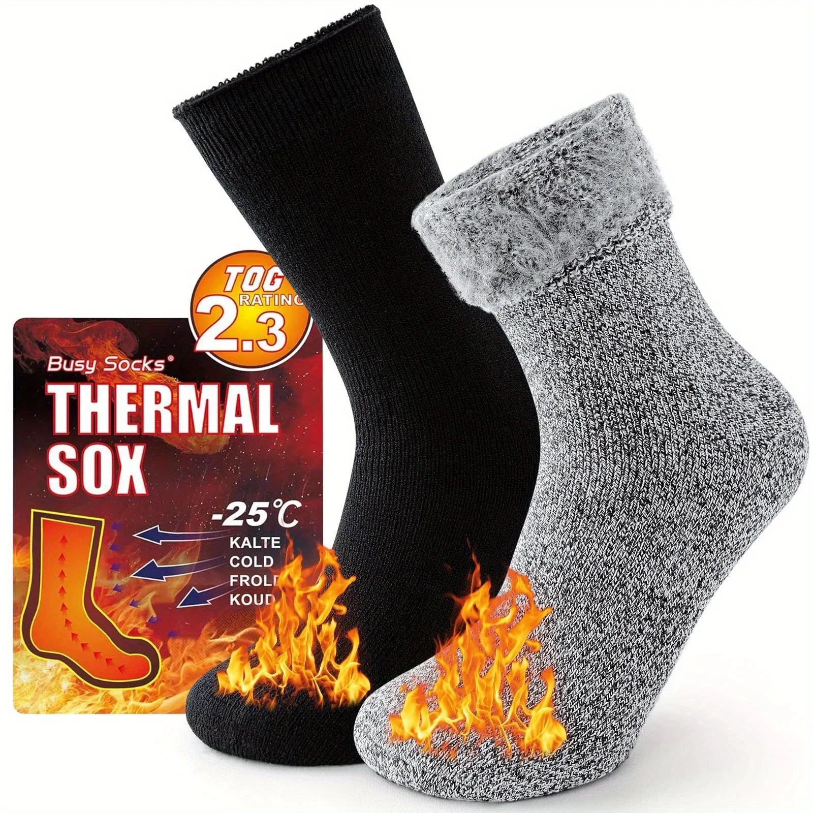 Winter Thermal Insulated Socks – Unisex Cold Weather Outdoor Hiking Warmth Pack