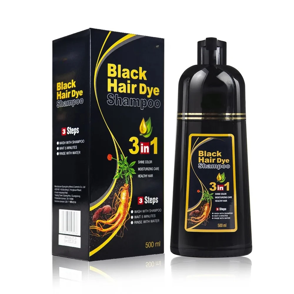 100ml/500ml vlasy barvit šampon 3v1 ztmavnutí hairs okamžitý šedá na černá polygonum multiflorum přírodní coloing obal pro ženy
