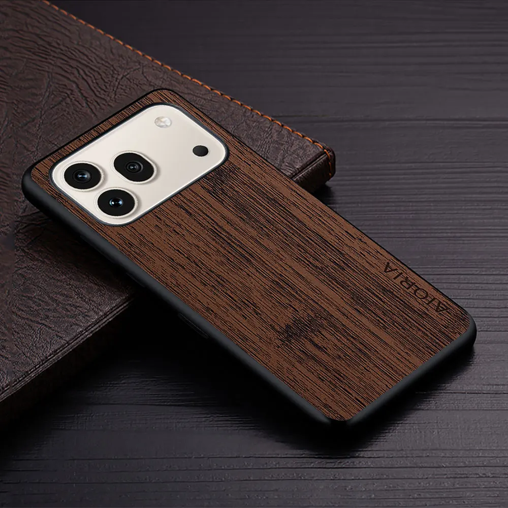 Wood Grain PU Leather Phone Cover, Compatible with Honor Pro Series