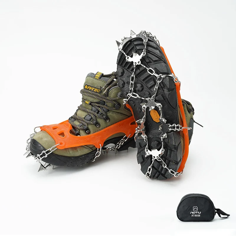 

Противоскользящие кошки с ледяными когтями, захват для зимнего снега на открытом воздухе, скалолазание в кемпинге, цепочка для походной обуви, шип, 18 зубов