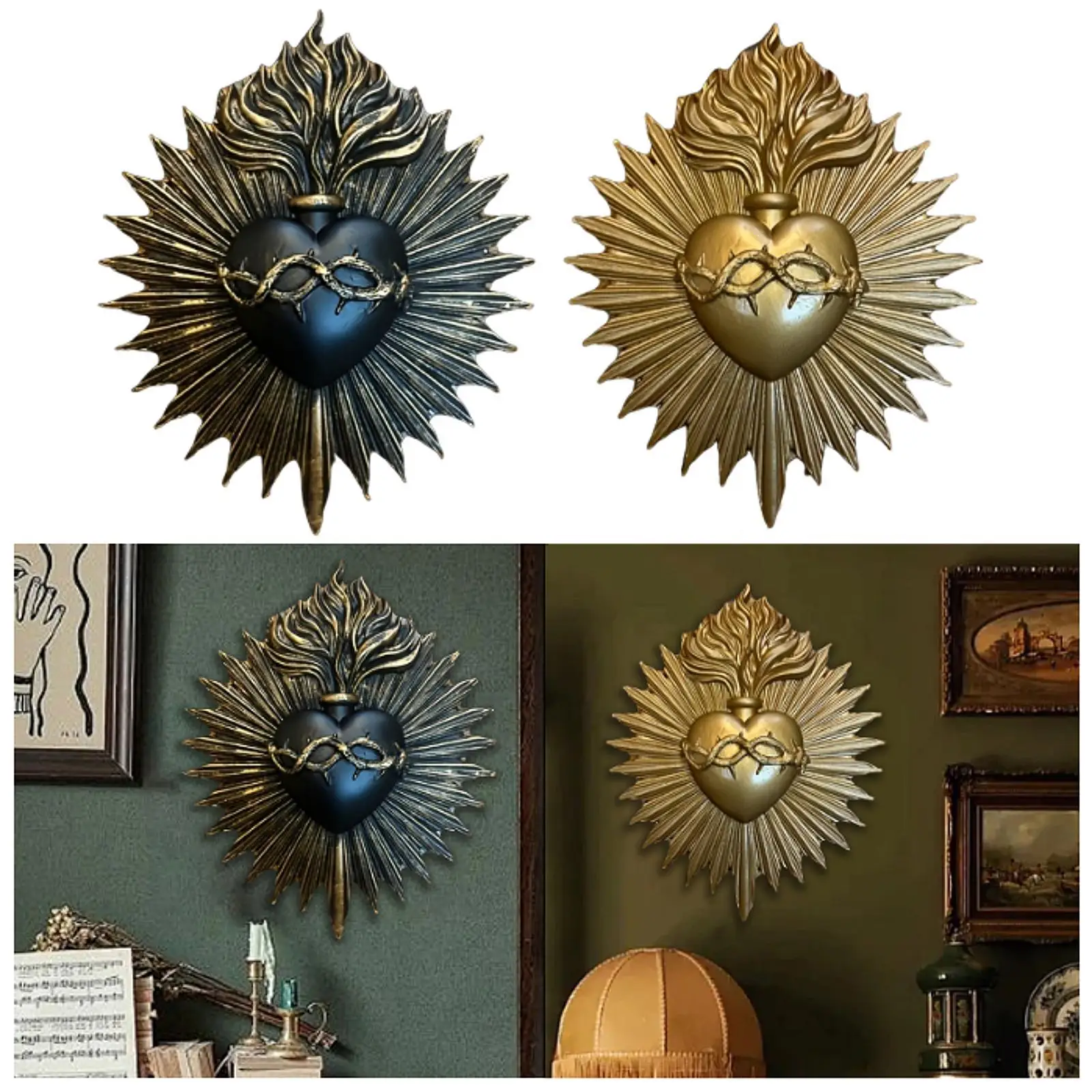 Gothic Statue Decorative Art Heart Gothic Wall Plaque Wall Hanging Sculpture for Hotel Home Living Room Entrance Decoration Gothic Statue Decorative Art Heart Gothic Wall Plaque Wall Hanging Sculpture for Hotel Home Living Room Entrance Decoration