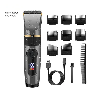 SURKER tondeuse à cheveux professionnelle lame en céramique tondeuse à cheveux homme affichage LED Machine de coupe de cheveux USB charge