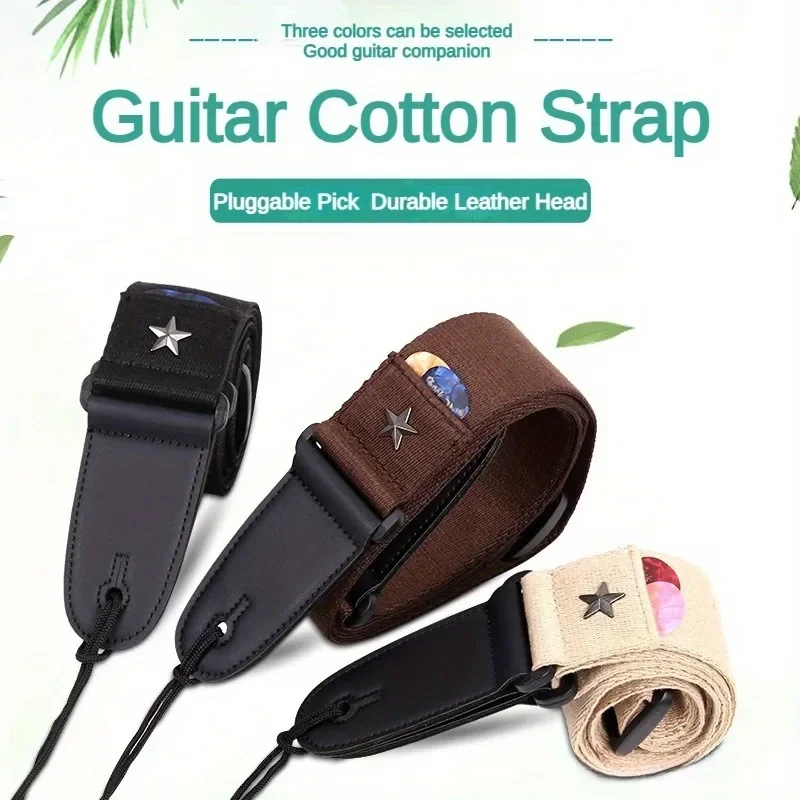 Guitar Strap Electric Acoustic Folk Guitarra Belt Straps Pick Pocket Accessories Thicken Mesh Paddles