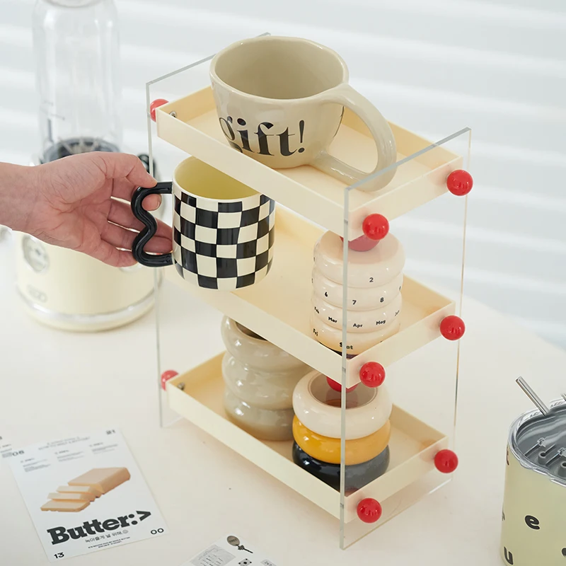 【Epeiushome】 Desktop Multi-layer Storage Rack Acrylic Cup Rack Dressing Table Cosmetics Multifunctional Storage Shelf 4