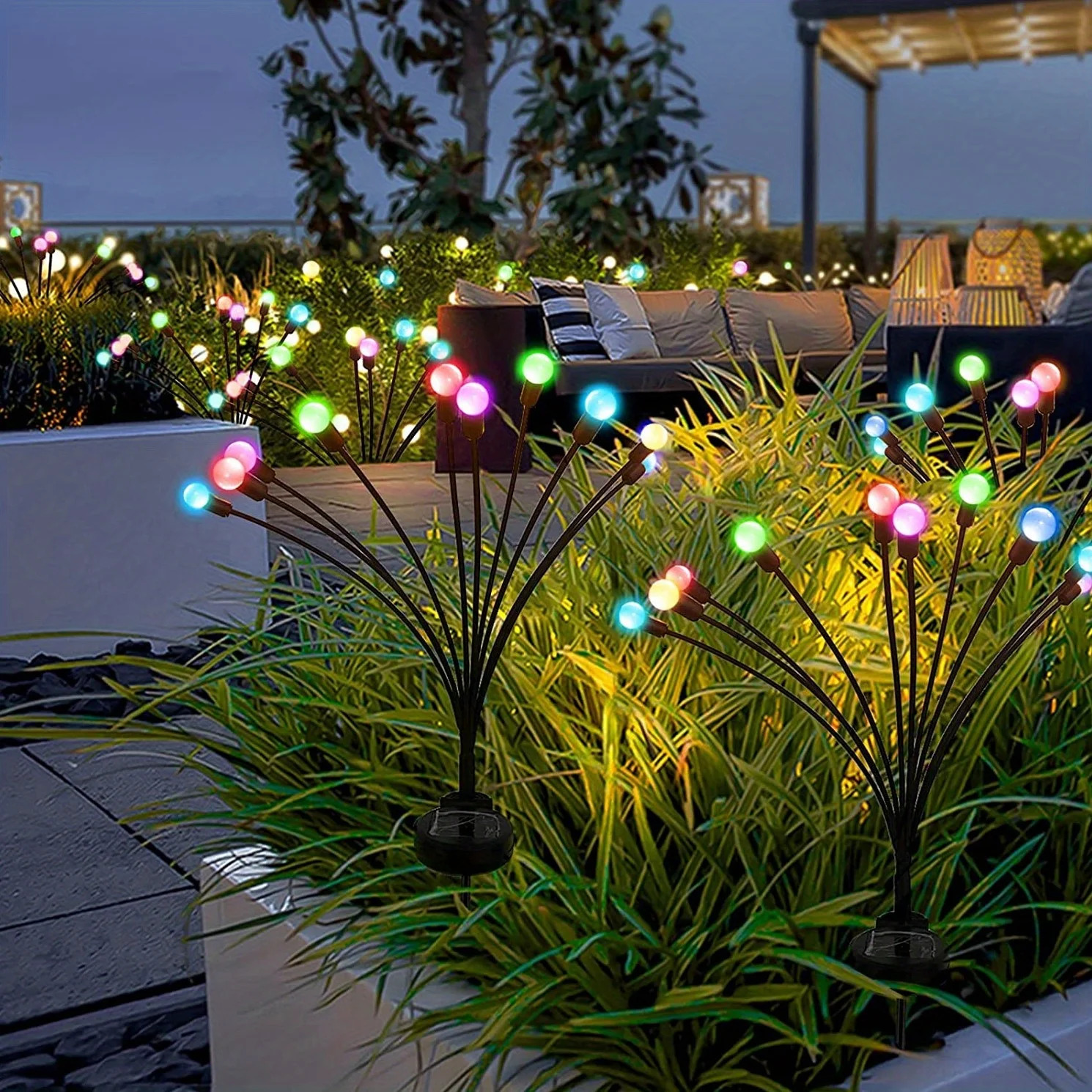 Solar Lights 1pc Waterproof For Outdoor Decorative Path Landscape Starburst Swaying Garden Lights with Starburst Design