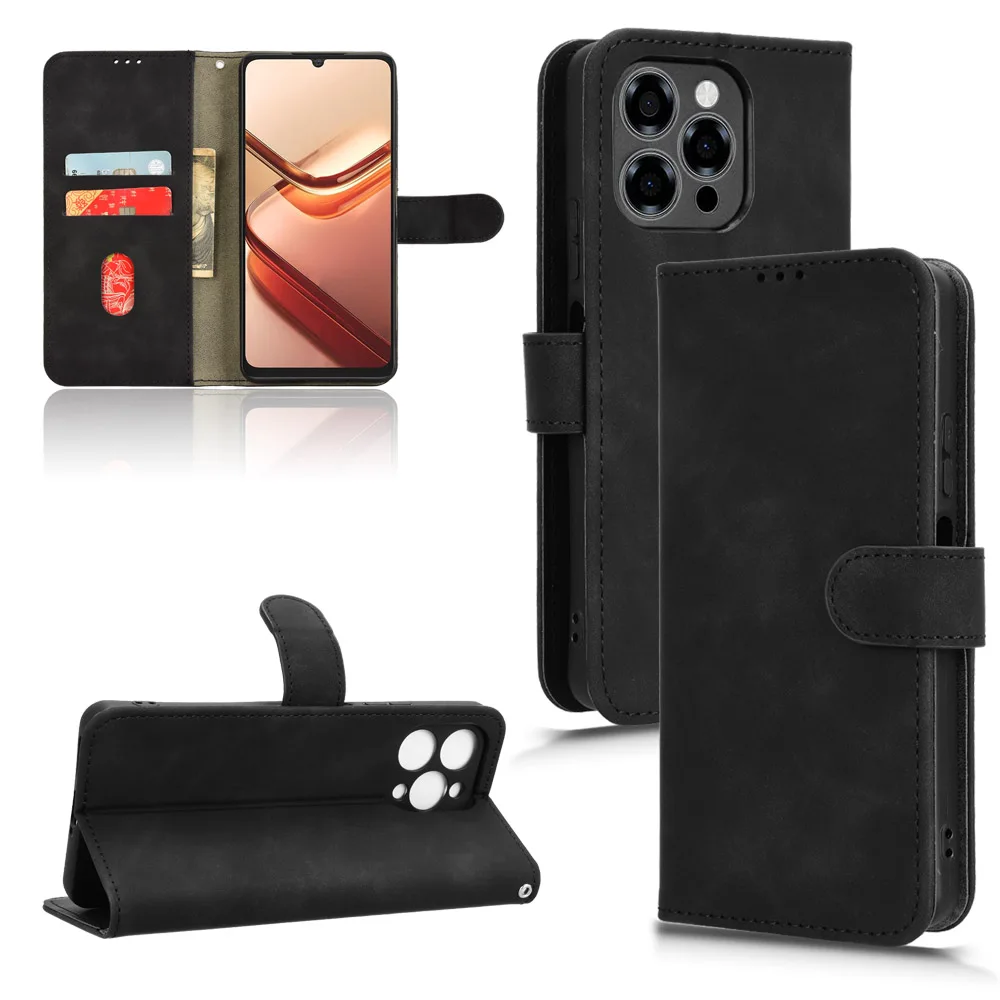 Premium PU Leather Wallet Flip Case with Card Holder and Stand Feature