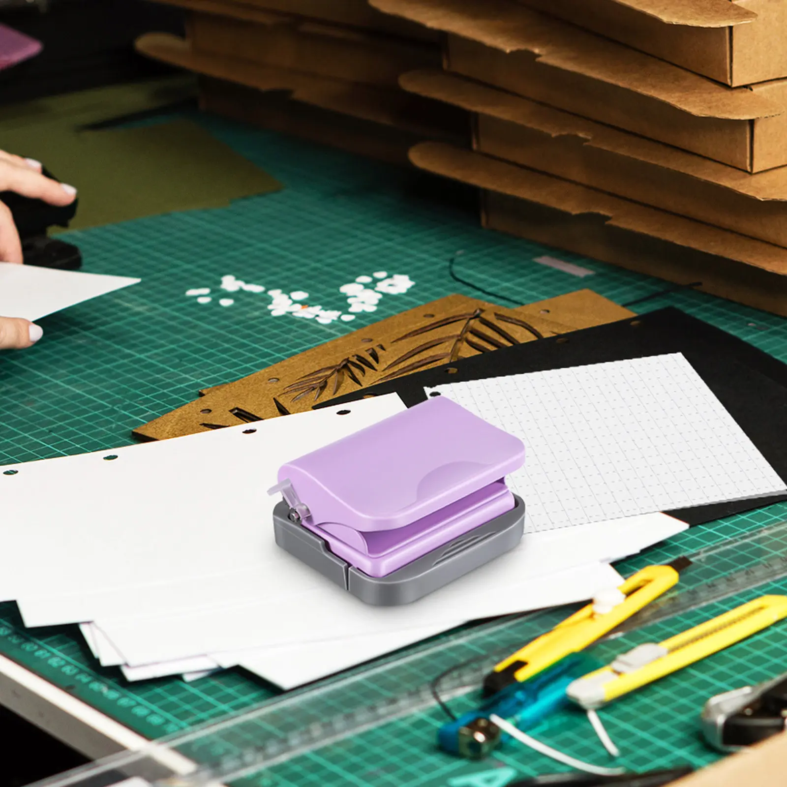 바인더 플래너 문서 노트북용 6홀 루즈리프 펀처 효율적인 시간 절약형 컴팩트 휴대용 견고한 구조