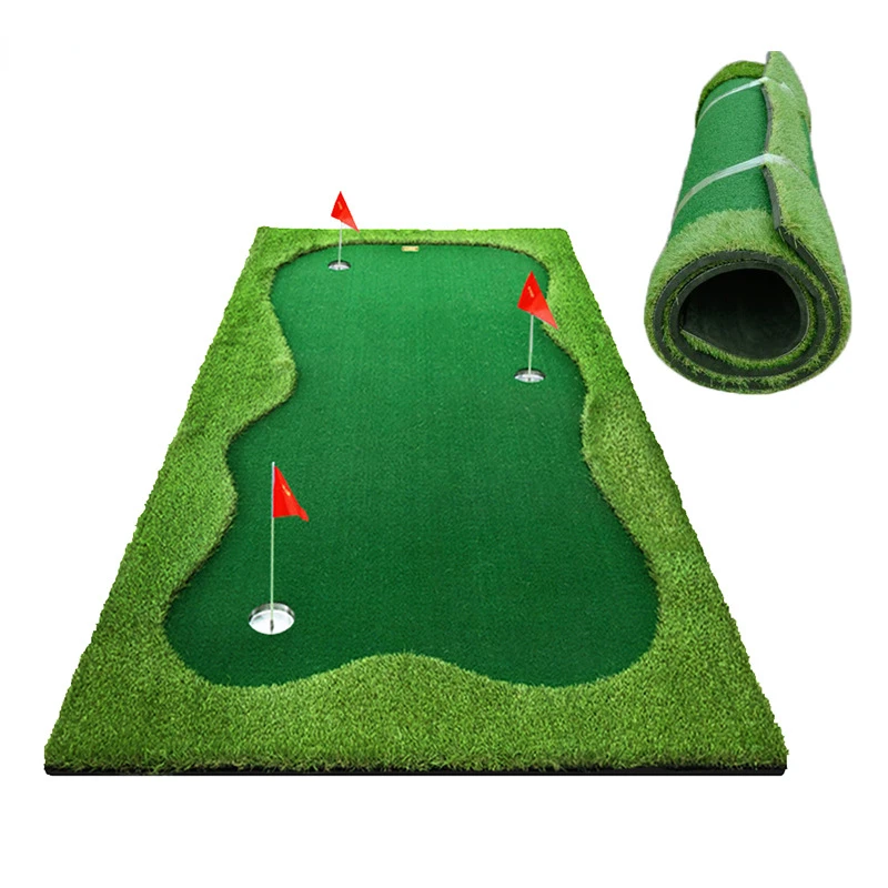 

3 Holes Indoor Golf Putting Green 100x300cm Indoor Outdoor Training Putter Mat Practice Putting Green For Home Use new 2022