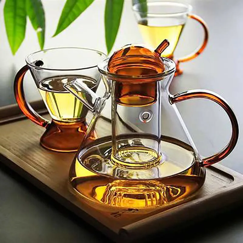 Transparent Heat Resistant Teapot Set, Tea Cup, Tea Kettle, Filter Coffee Pot, Office Tea Ceremony Set, Creative, Home