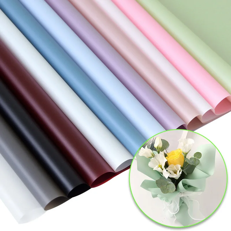 Korean Style Solid Color Waterproof Bouquet Wrapping Paper - 20 Sheets