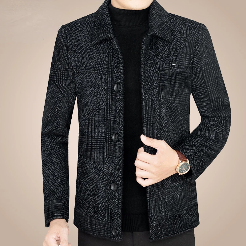 

Мужское шерстяное пальто с длинным рукавом, повседневное однобортное приталенное пальто из смешанной шерсти и жаккарда, M43, весна-осень 2022