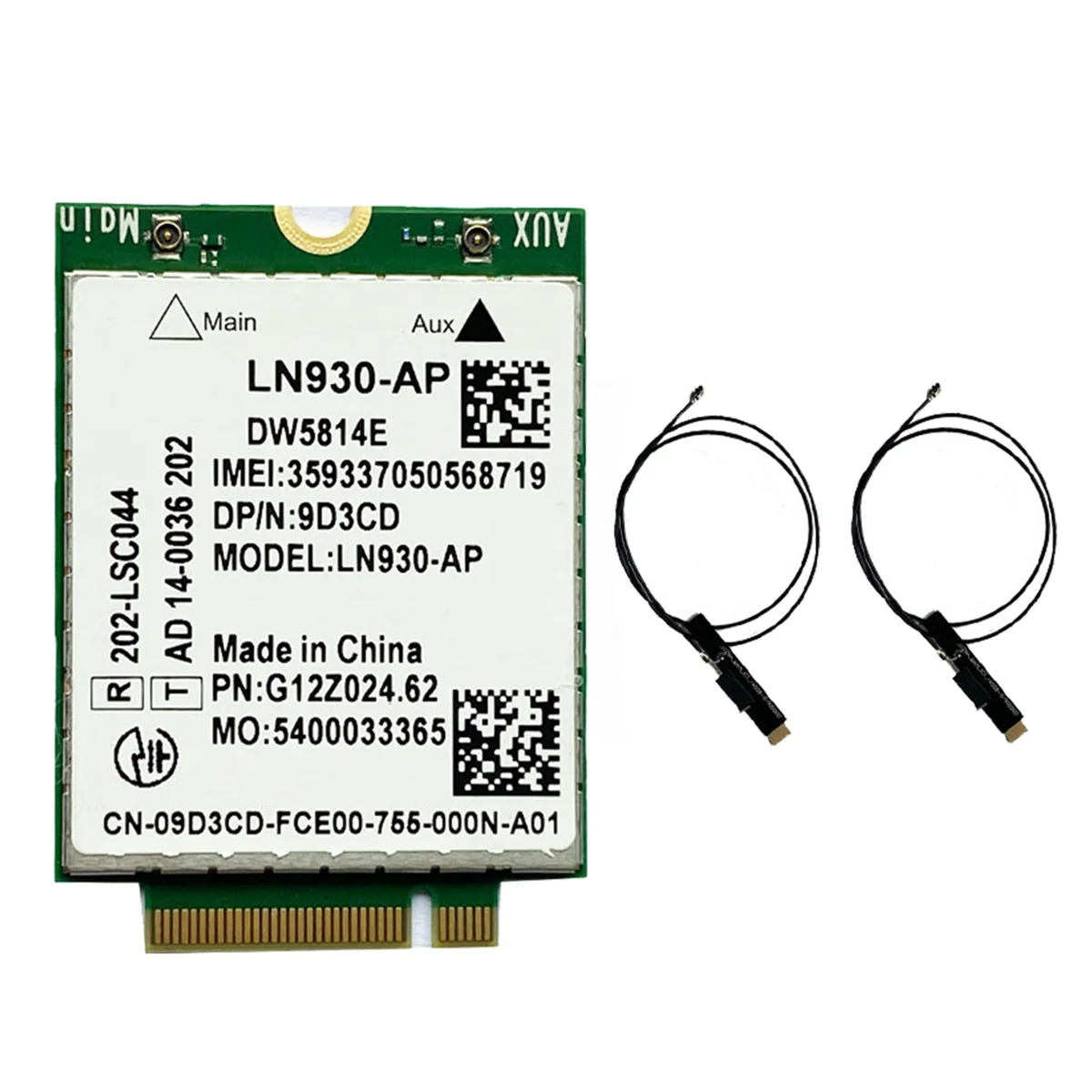 Dw5814E Per Telit Ln930-Ap Scheda Wifi + 2Xantenna Wwan Fdd-Lte Modulo Ngff 4G Per Laptop Dell Latitude 5285 5580 7480