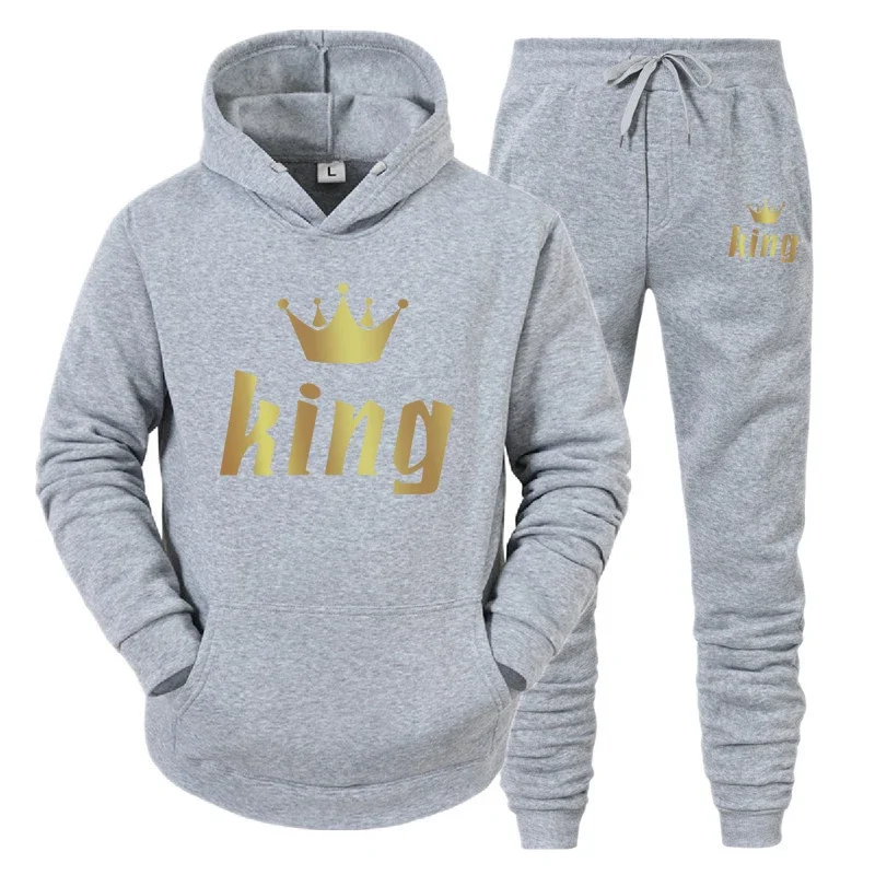 Tuta Da Ginnastica In Due Pezzi Per Coppie, Felpa Con Cappuccio E Pantaloni, King Queen, Con Tasche