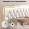 Queen Smart LED Platform Bed Frame with 4 Storage Drawers, Crystal Button-Tufted & Stainless Gold Trim Wingback Headboard 5