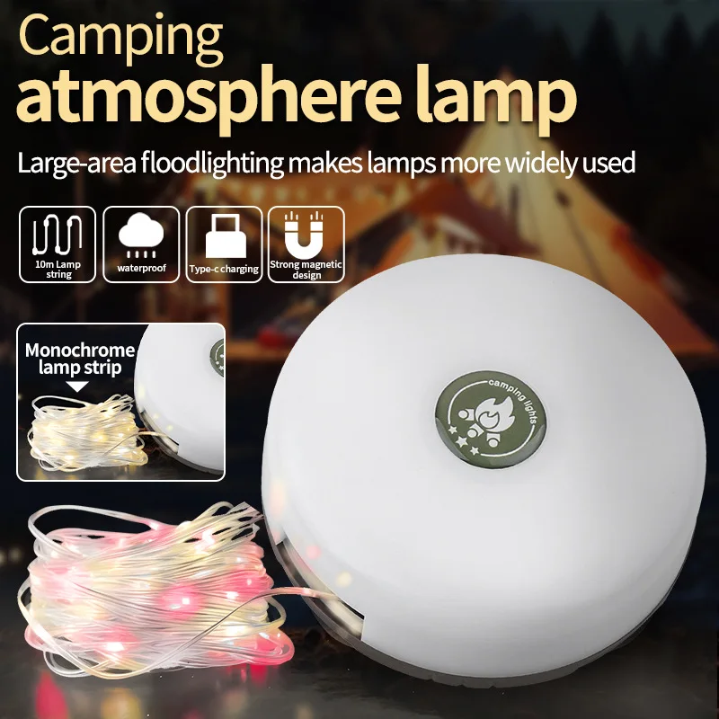 LED Camping Light Strip 10M Length Waterproof Reusable Strip Light Outdoor Garden Tent Room Decoration Ambient Light Multi Tool