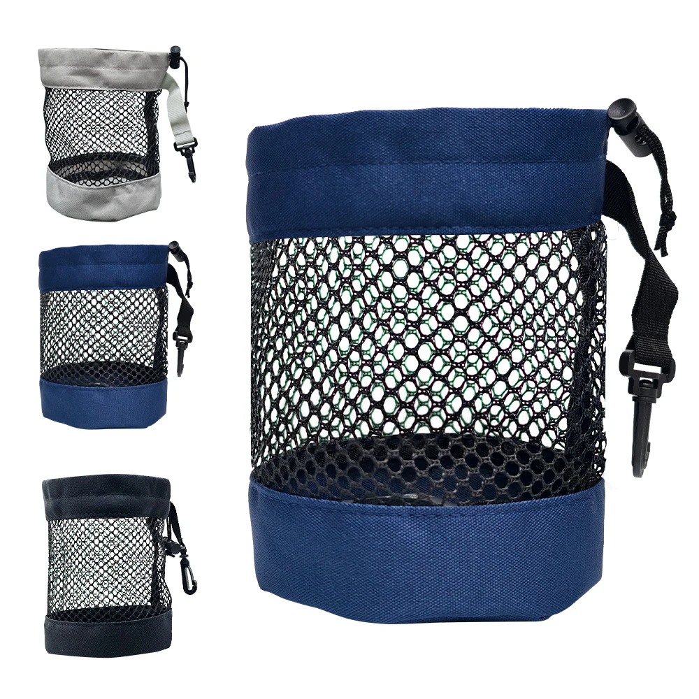 Premium Black Golf Ball Pouch with Durable Mesh Nylon and Clip