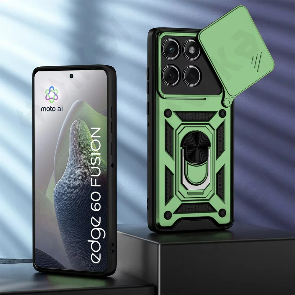 Versatile Motorola Phone Case with Camera Lens Cover and 360° Ring Stand