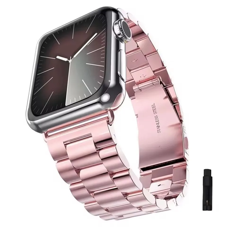 ตัวเลือกสินค้า สายโลหะสีเงินสุดหรูสำหรับ Apple Watch หลายขนาด