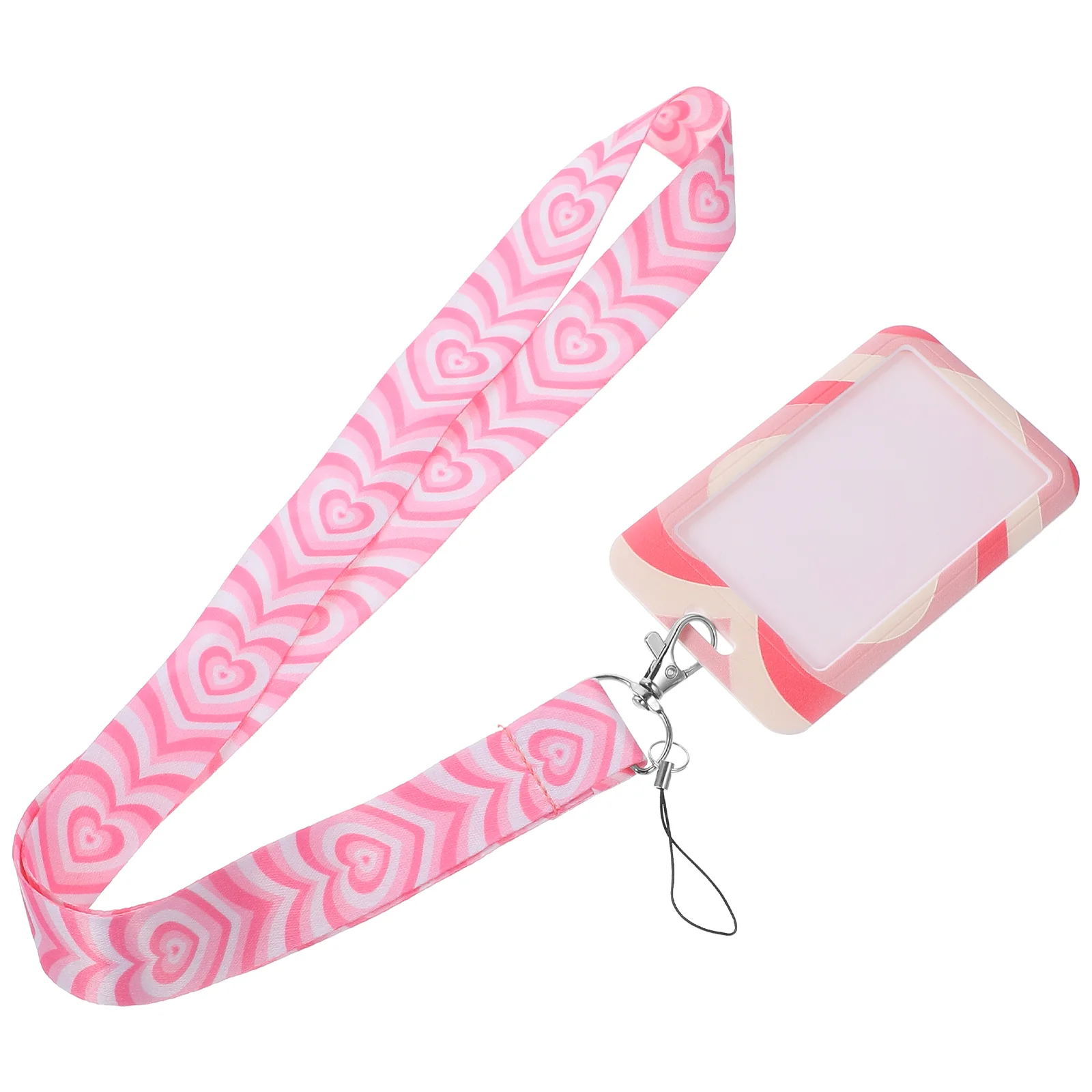 

Heart Mobile Phone Cord Card Holder Sleeves Tag with Lanyard Badge Bus Cards Cover Id Plastic Portable Work