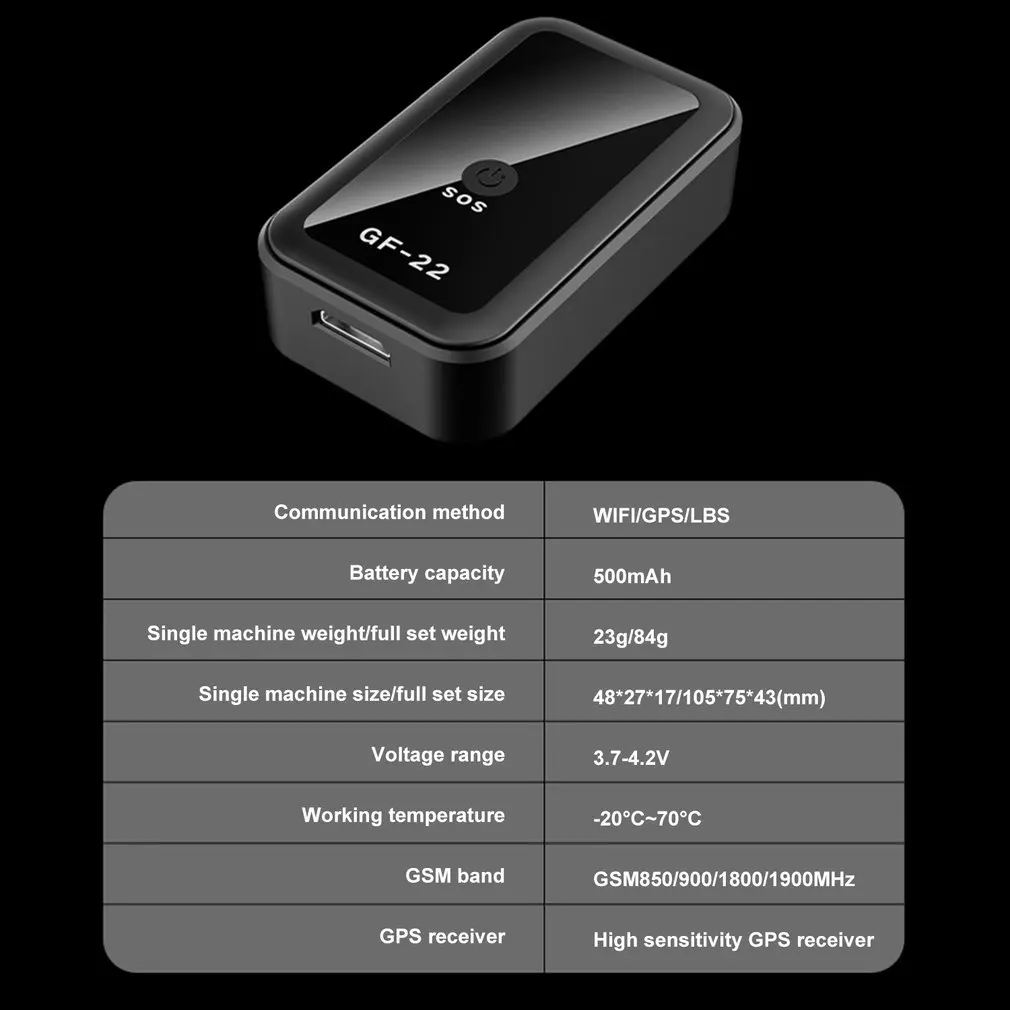 GF-22 GPS Tracker Multifunctional Tracking Anti-lost Anti-theft Alarm GPS Tracker Positioning Real Time Vehicle Truck