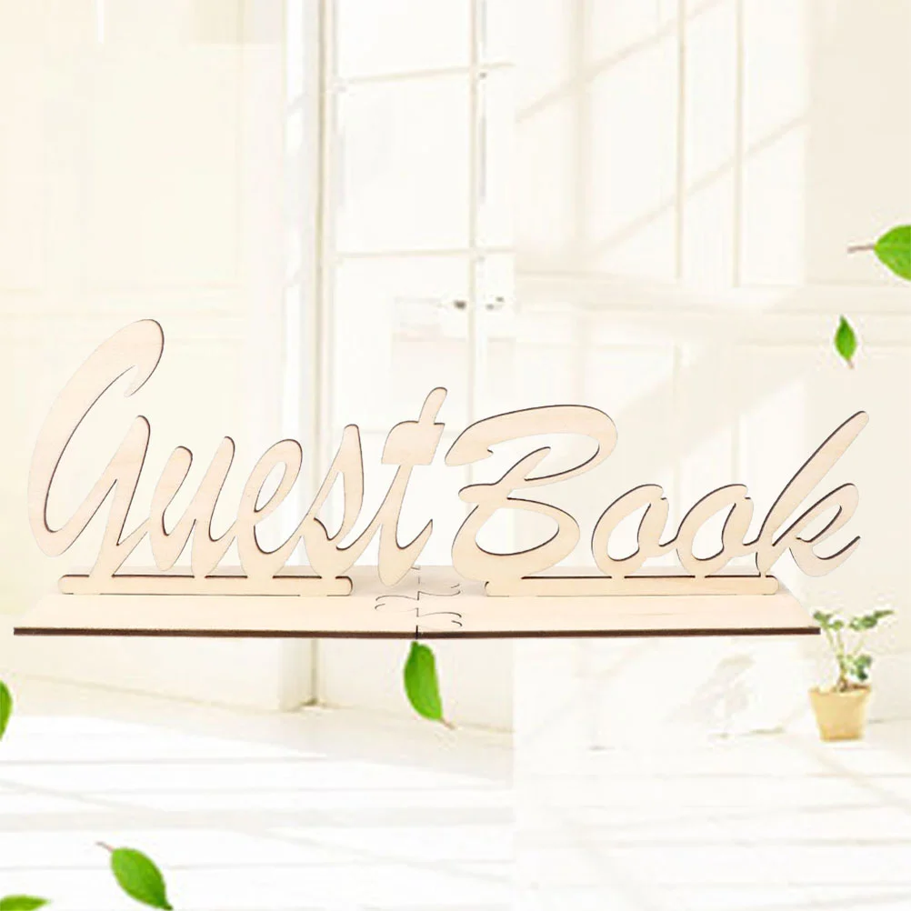 Freestanding Sign Guest Book Grace Wedding Wooden Bamboo Guestbook Letter Design