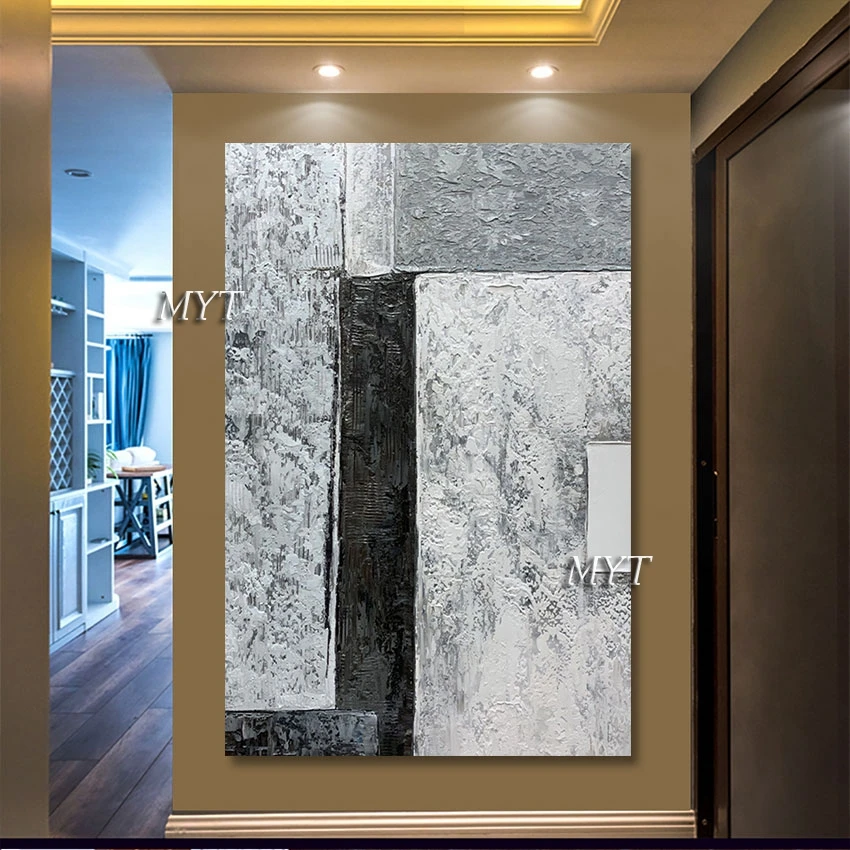 

Unframed Thick Texture Art Wall Decor Modern Abstract Black And White Home Decoration Canvas Large Living Room Wall Picture