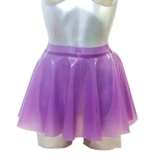 

Latex Skirts New 100% Rubber Purple Mini Ruffle Hip Woman Dress Size S-XXL