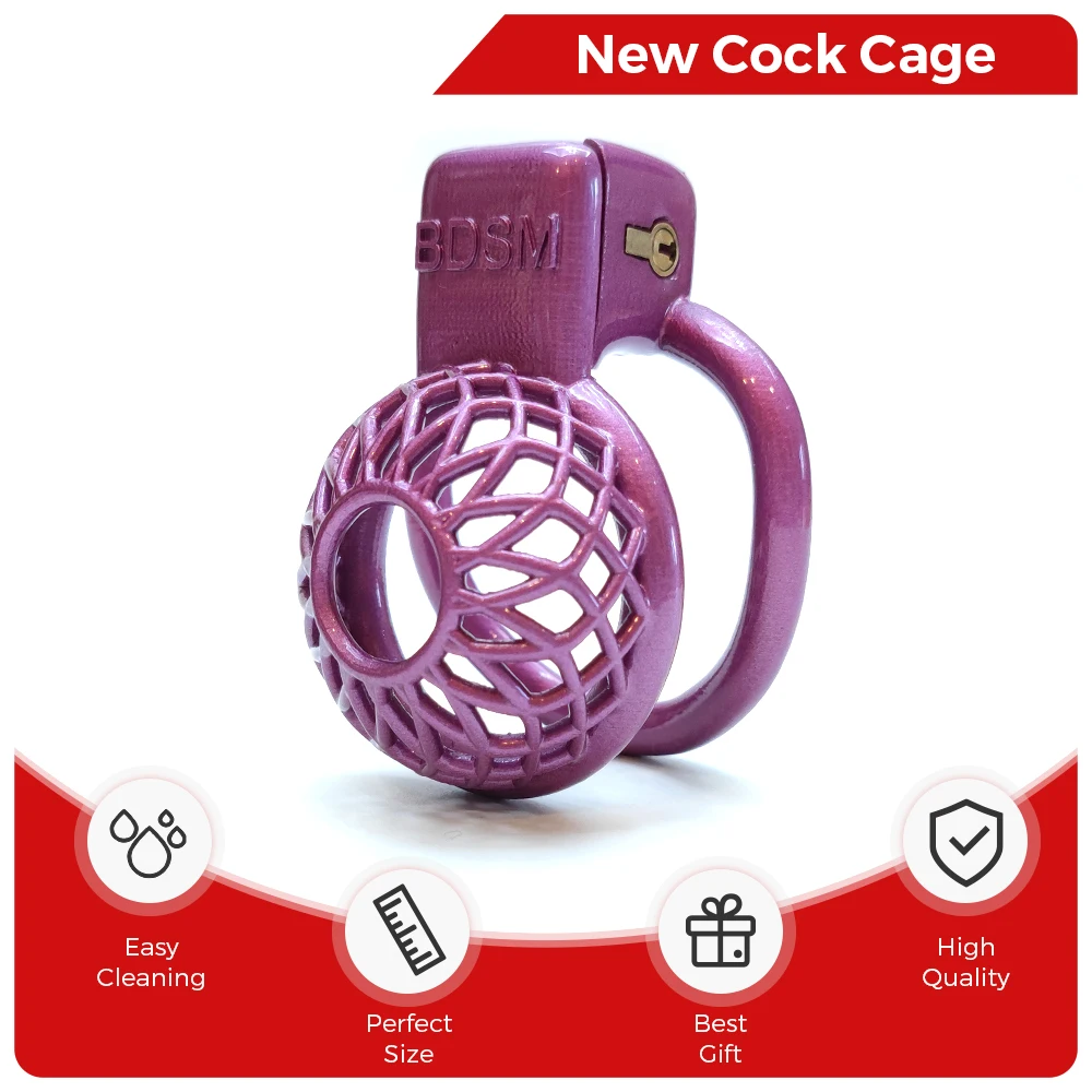 

Small Reticular Sissy Cock Cage Slave Chastity Cage BDSM Male Bondage Penis Ring Lock Male Erotic Gay Ladyboy Toys for Femboy