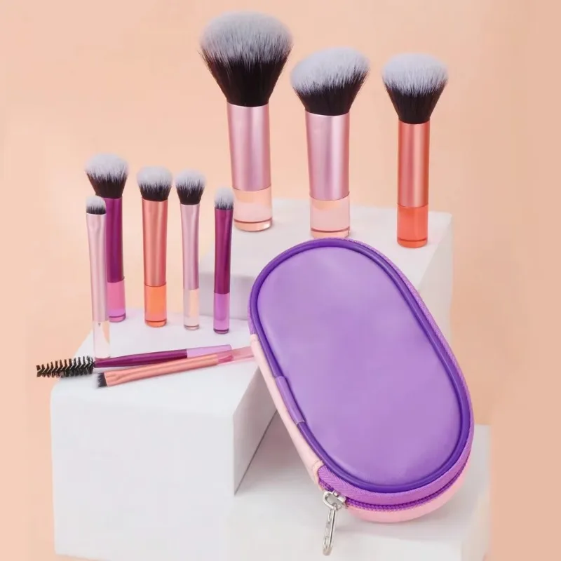 10Pcs Makeup Brushes Set With Bag Cosmetic EyeShadow Foundation Loose Powder Blush Detail Brush Blending Beauty Make Up Tools 5