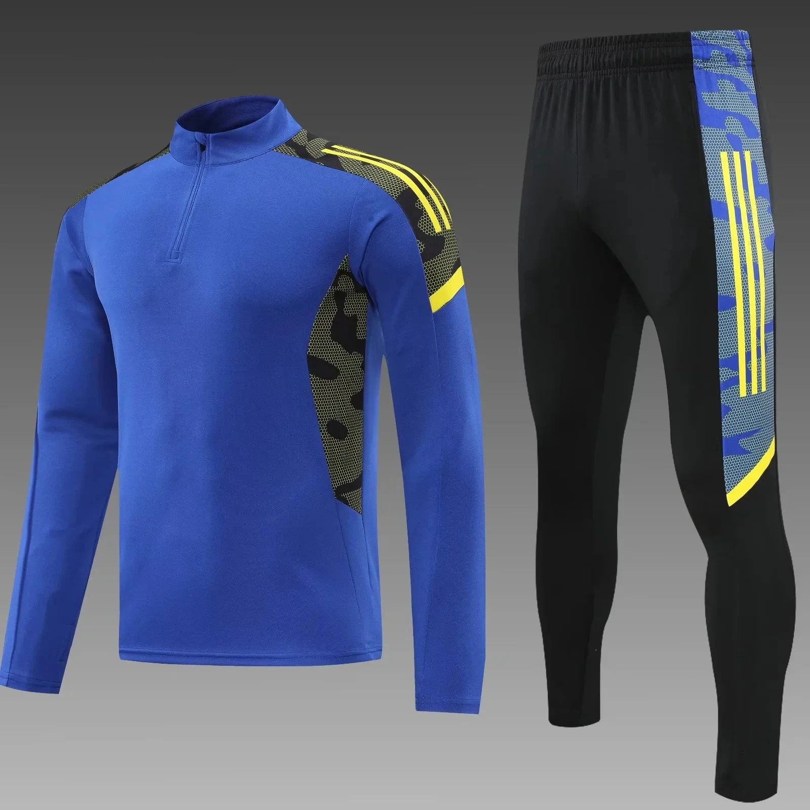 New Season Club Blue Men Soccer Tracksuit Top Thai Quality Football Training Suit Made Sweatsuit