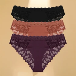 Elegant Lace Hollow Out Women's Underwear - 3 - Piece Set of Sexy Low - Waist Floral Briefs, Invisible Breathable Lingerie, Soft and Intimate Wear - M (Style 4)