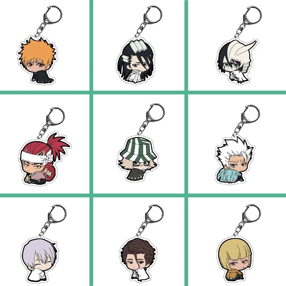 

Anime Keychain Bleach Kurosaki Ichigo Kuchiki Rukia Cartoon Figures Acrylic Pendants Bag Tag Cos Baji Accessories