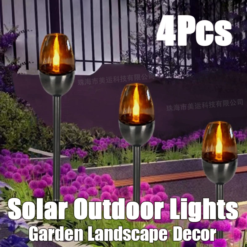 4Pcs LED Solar Lights Outdoors Home Landscape Atmosphere New Courtyard Balcony Lawn Gardens Decoration Waterproof Cemetery Lamps 310ml fish pattern design usb air humidifier home office mute essential oil aroma mist diffuser with atmosphere light green