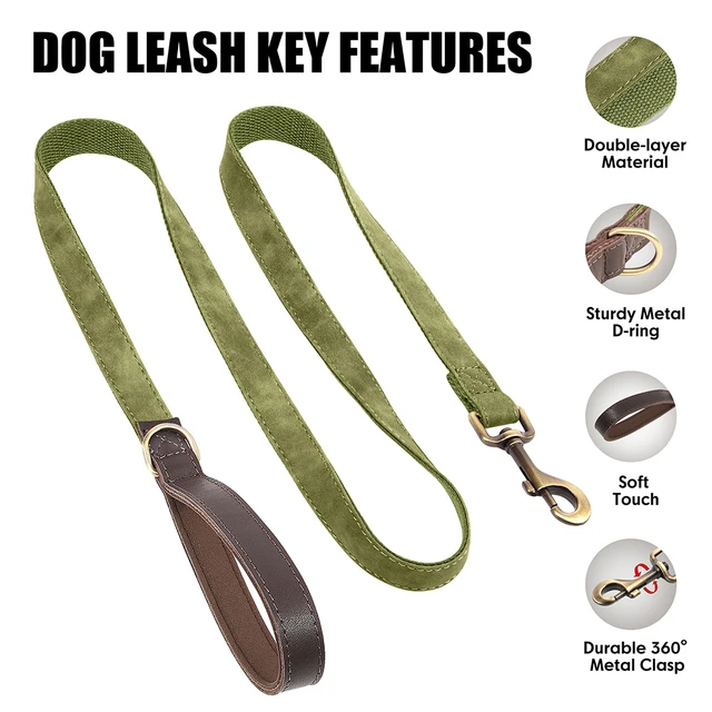 4.5ft Dog Pet Leash Rope 9 Colors PU leather Small Medium Large Dogs Nylon Padded Puppy Leashes Walking Leash Lead Ropes for Dog 3
