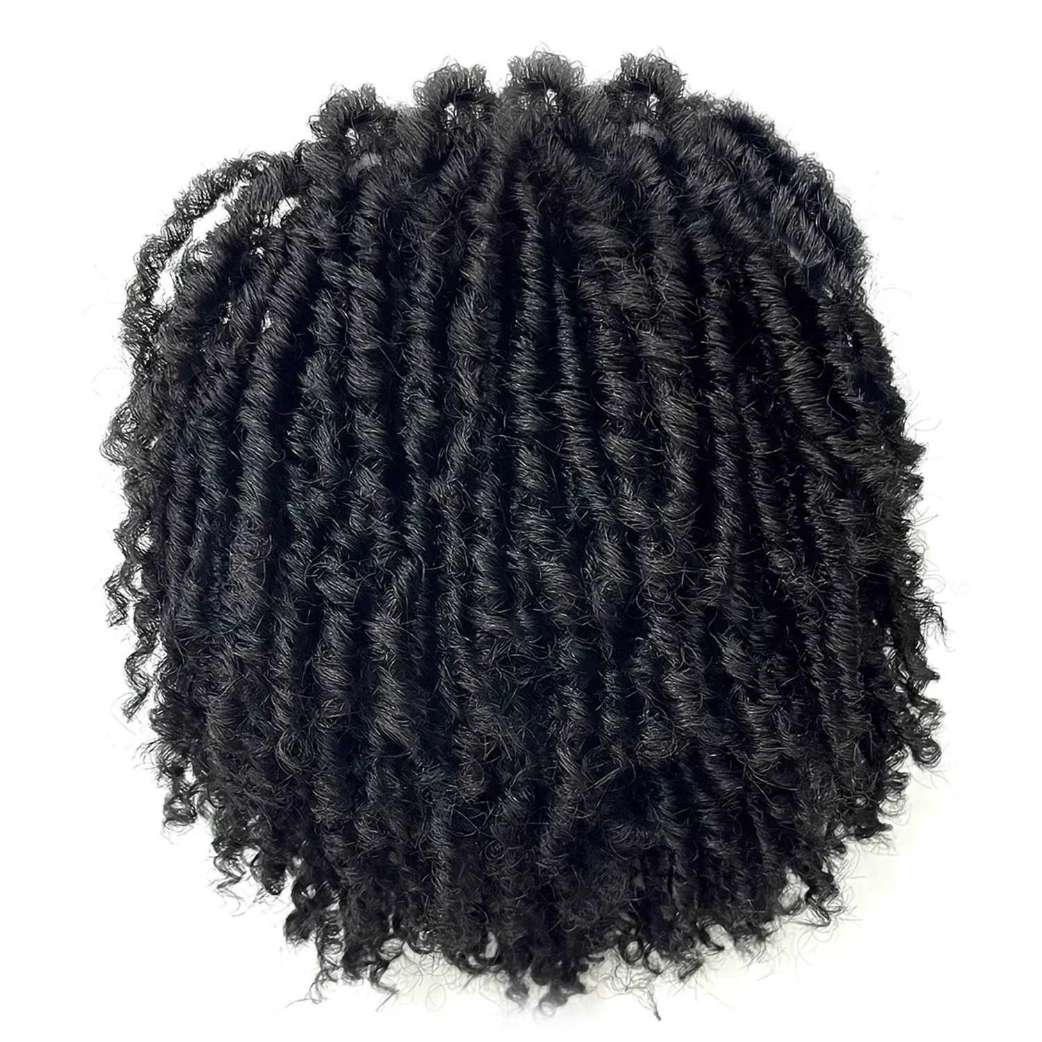 Short Dreadlock Braided Half Wig Black/Brown/Blonde/Gray Synthetic Soft Faux Locs Wigs Braiding Wigs for Black Women/Men 6
