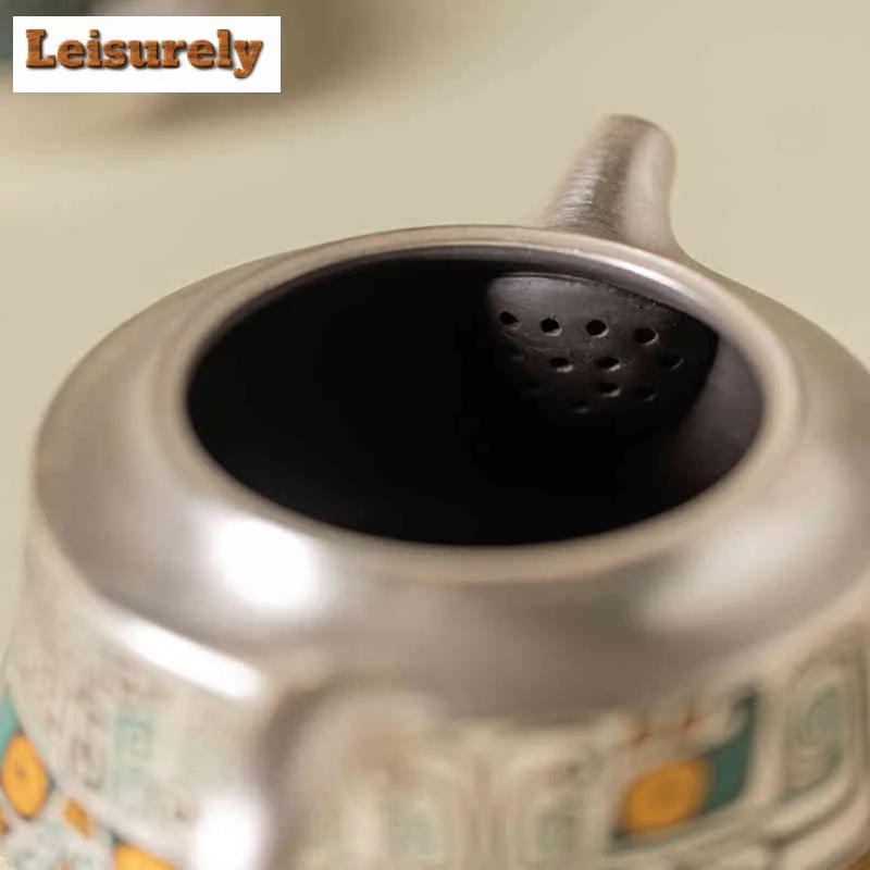 Gilt Silver Taotie Pattern Rotatable Tea Set Complete Set Luxury Tea Ceremony Set Teapot and Tea Cup Set Chinese Tea Set Craft