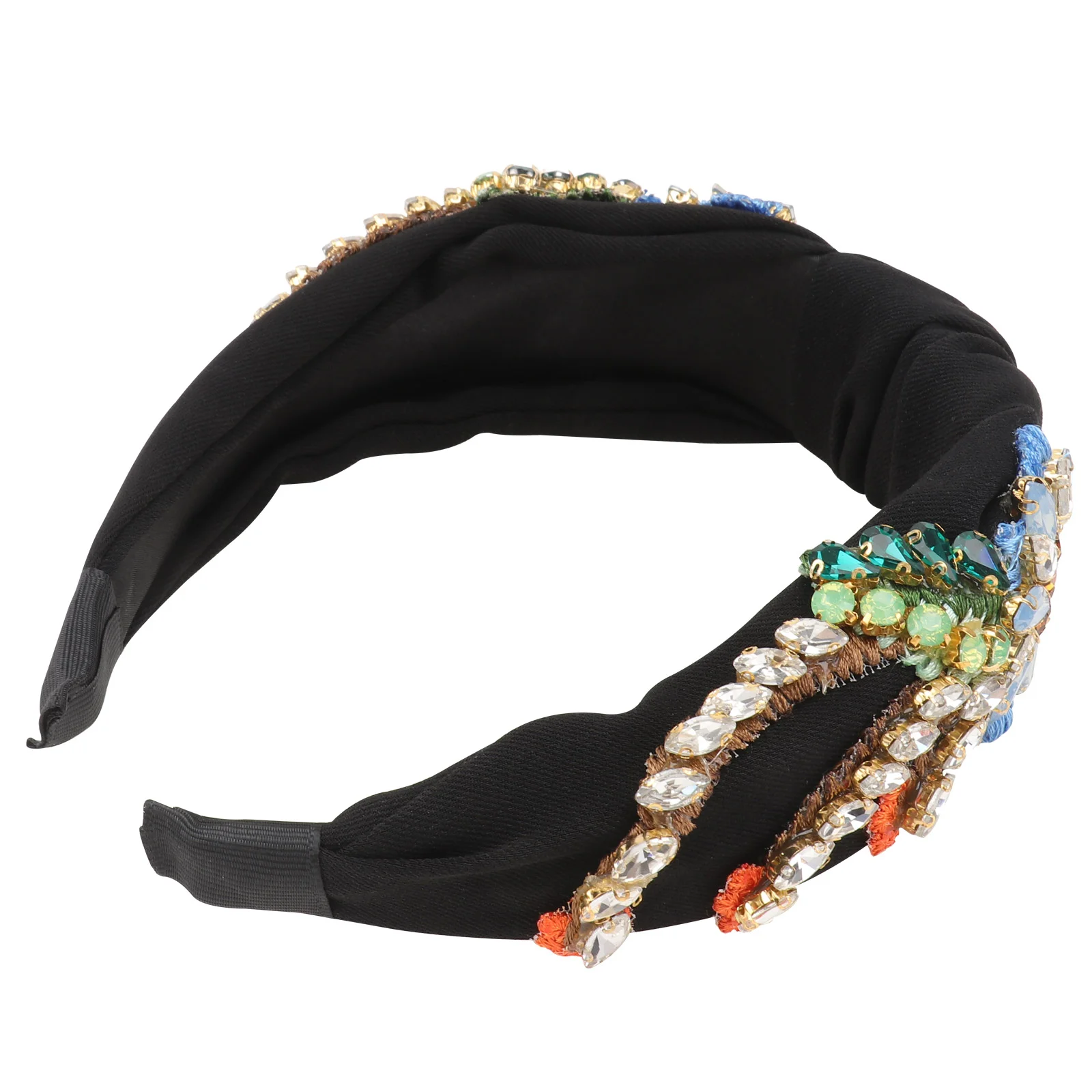 

Vintage Headband Rhinestone Hair Hoop Elegant Headdress Retro Style Accessories Wedding Embroidery Flash Decor